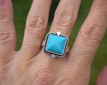 Kingman Turquoise Sterling Silver Ring, size 9 Free shipping!