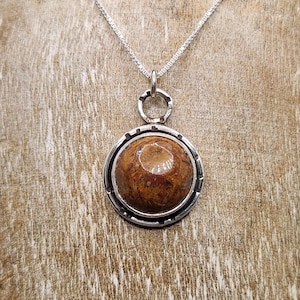 Chrysanthemum Stone Sterling Silver Necklace (#956)