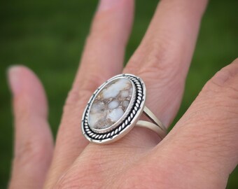 Wild Horse Turquoise Sterling Silver Ring, Size 8.5