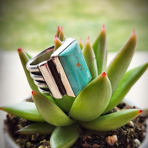 Beth Dutton Inspired Turquoise and Sterling Silver Large Statement Ring- Made to Order in Your Size- Free Priority Shipping! image 8