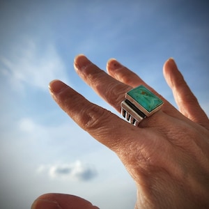 Beth Dutton Inspired Turquoise and Sterling Silver Large Statement Ring- Made to Order in Your Size- Free Priority Shipping! image 12