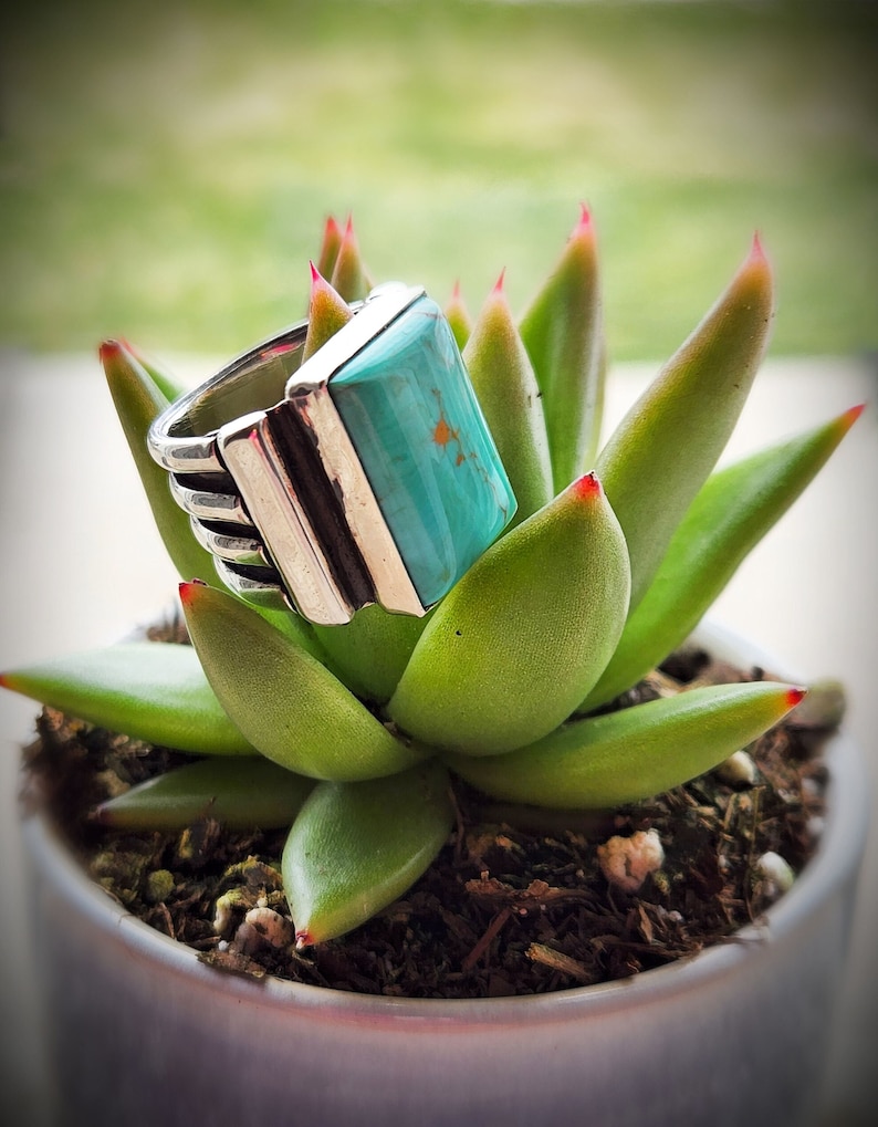 Beth Dutton Inspired Turquoise and Sterling Silver Large Statement Ring- Made to Order in Your Size- Free Priority Shipping! image 8