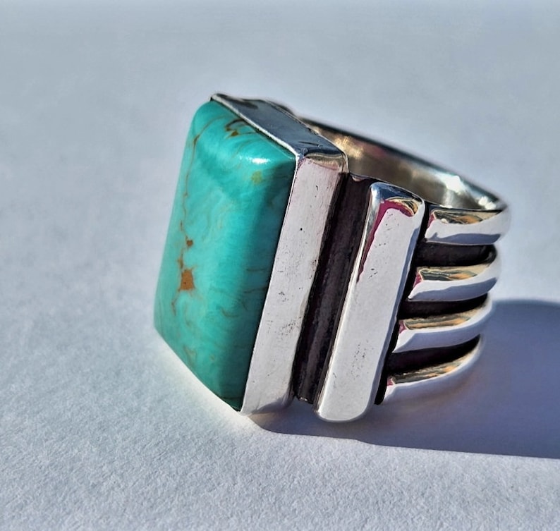Beth Dutton Inspired Turquoise and Sterling Silver Large Statement Ring- Made to Order in Your Size- Free Priority Shipping! image 6