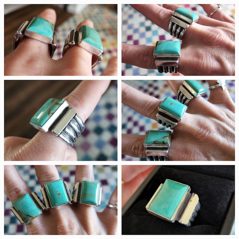 Beth Dutton Inspired Turquoise and Sterling Silver Large Statement Ring- Made to Order in Your Size- Free Priority Shipping! image 10