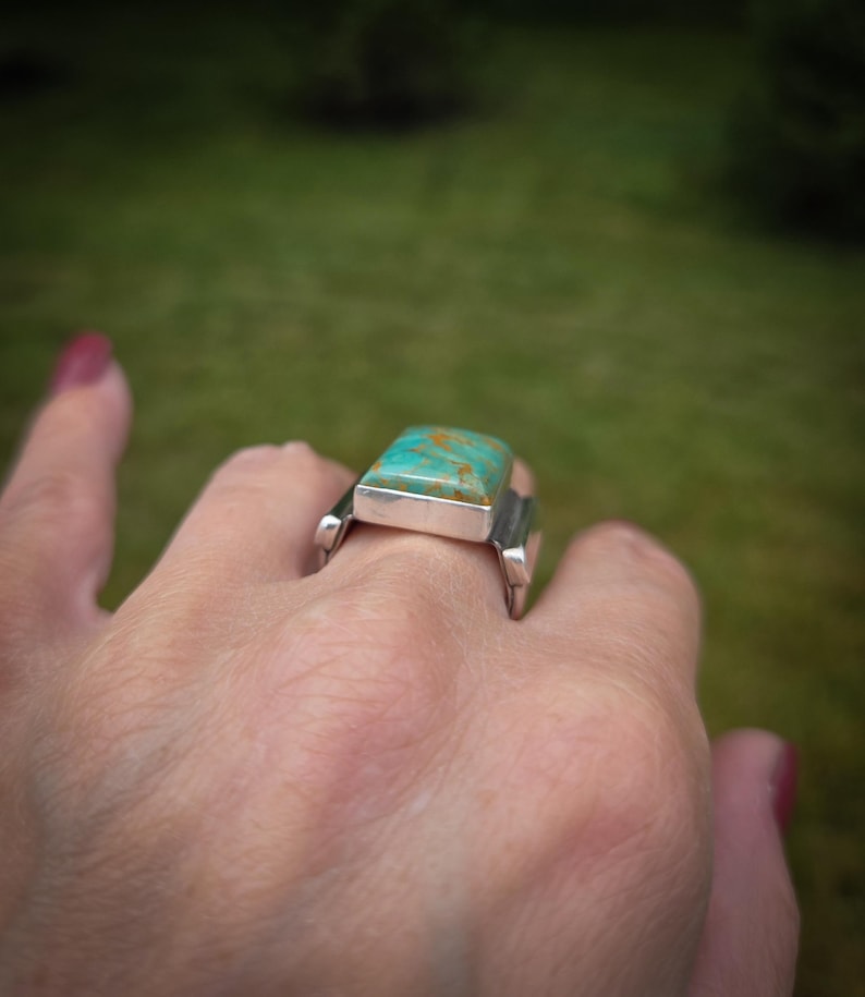 Beth Dutton Inspired Turquoise and Sterling Silver Large Statement Ring- Made to Order in Your Size- Free Priority Shipping! image 4