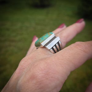 Beth Dutton Inspired Turquoise and Sterling Silver Large Statement Ring- Made to Order in Your Size- Free Priority Shipping! image 3