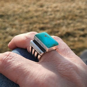 Beth Dutton Inspired Turquoise and Sterling Silver Large Statement Ring- Made to Order in Your Size- Free Priority Shipping!