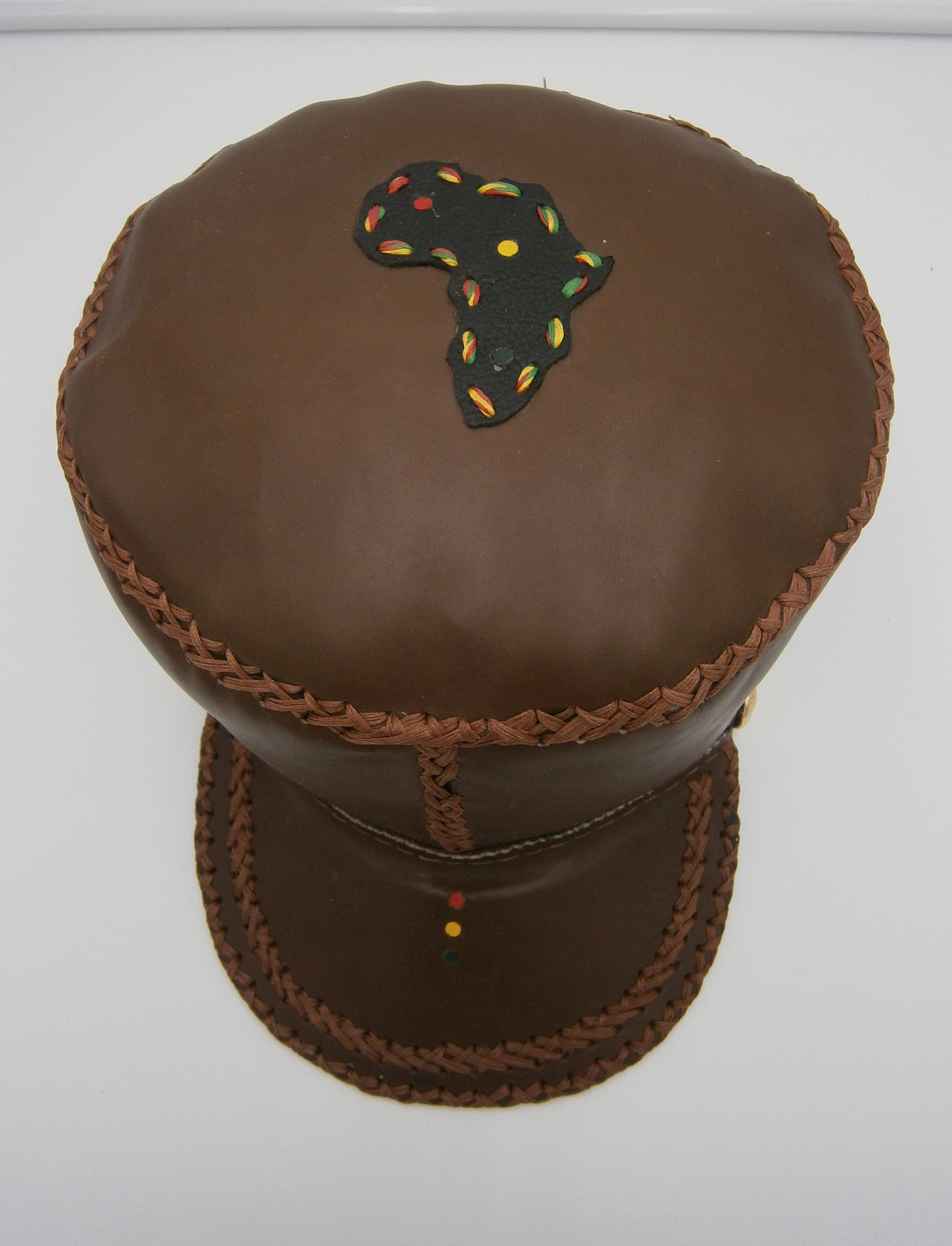 Brown Leather Rasta Crown Hat With 