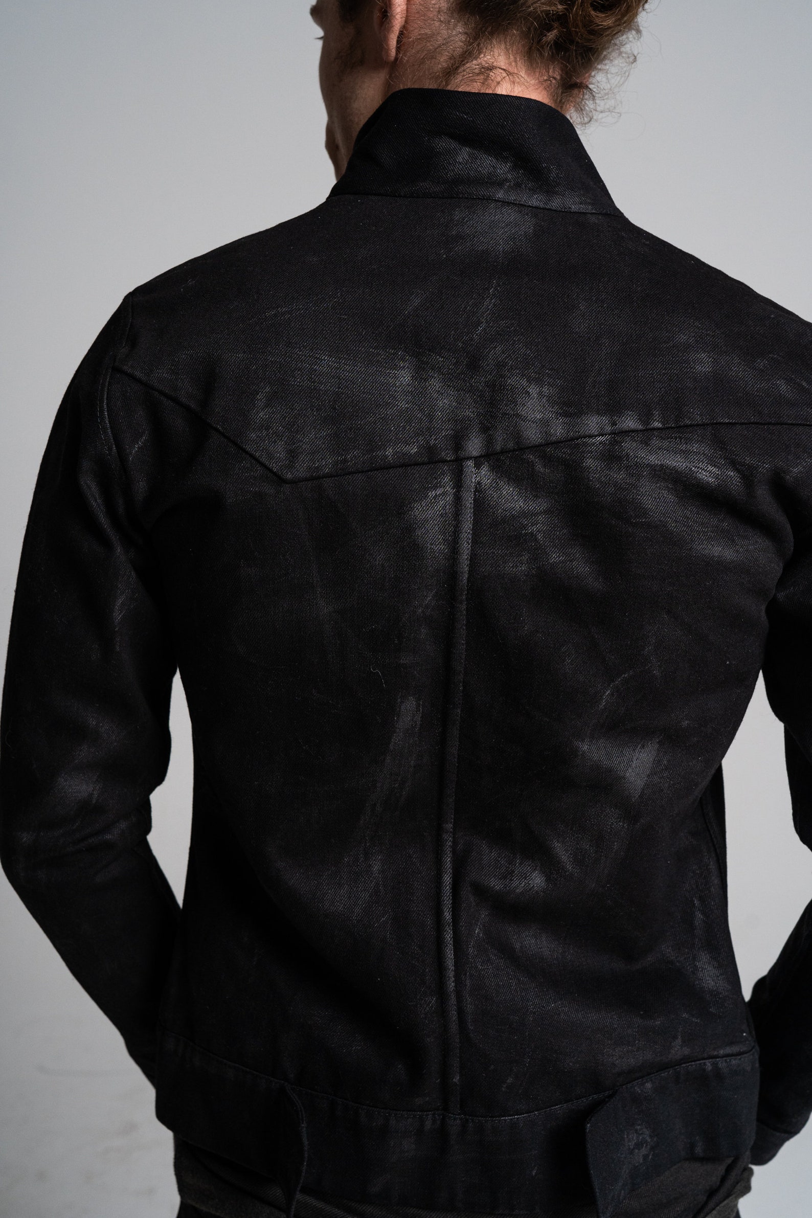 N13L asymmetrical cut hand waxed denim jacket Etsy