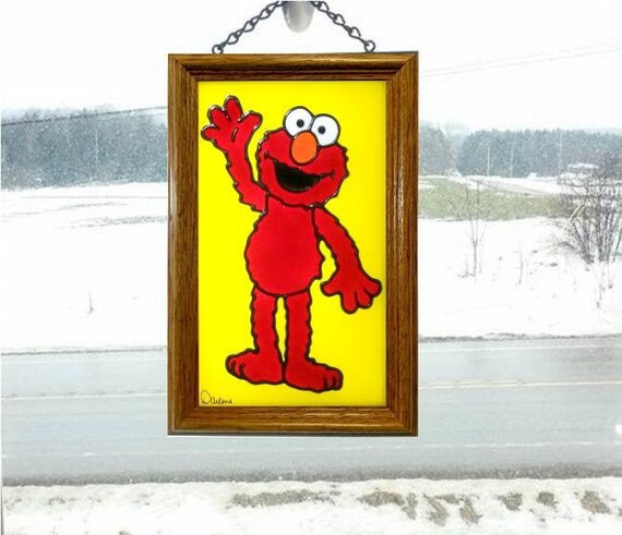 Faux Stained Glass Elmo Sun Catcher Sesame Street Window Art Elmo Decoration Sesame Street Decor Toddler S Bedroom Decor Elmo Picture