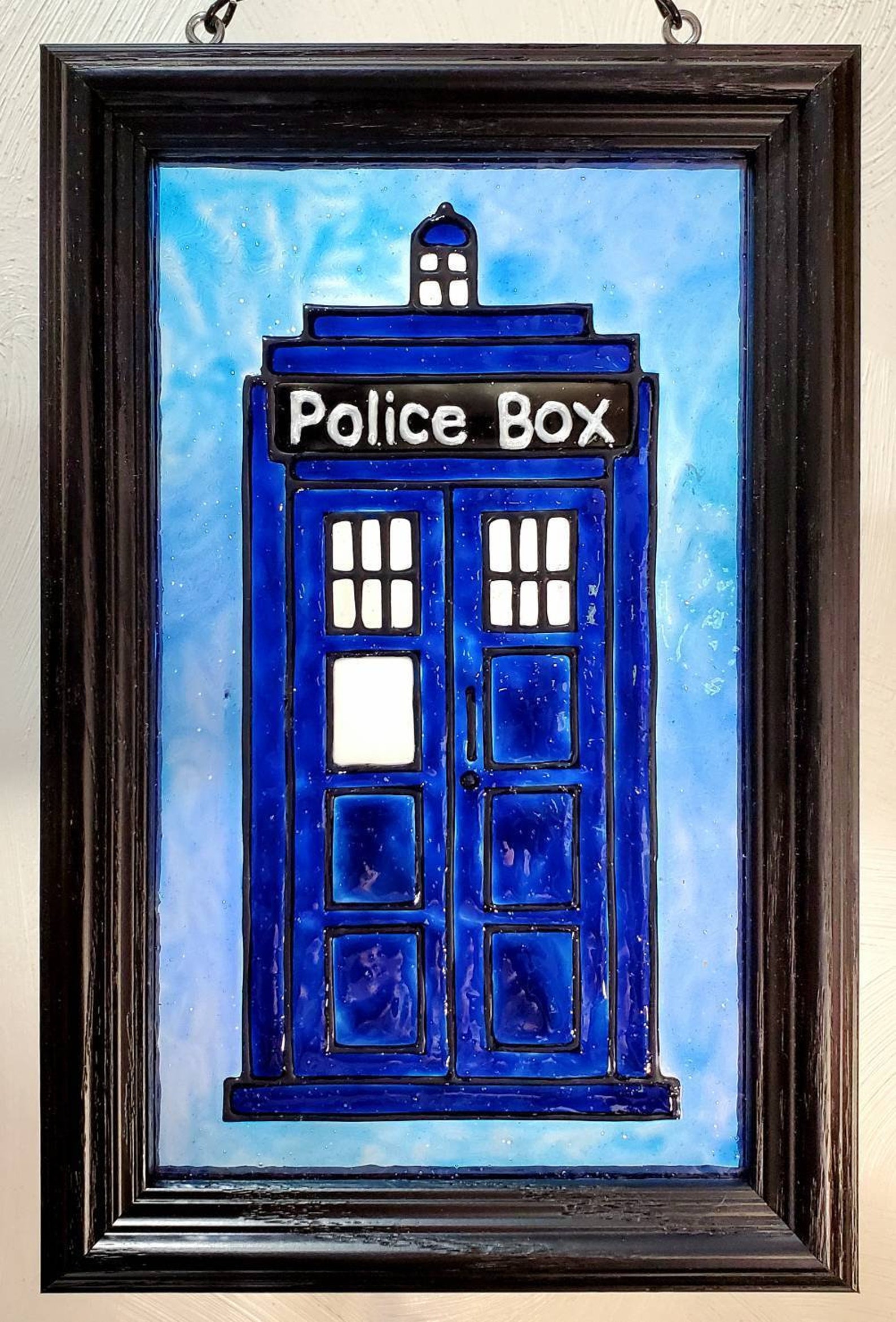 Faux Stained Glass Doctor Who Tardis Sun Catcher Tardis Etsy