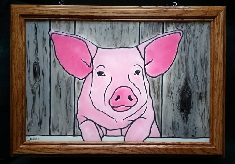 Hand Painted Faux Stained Glass Pig Decoration Pig Window Etsy Mary g top notch tiers august brings floaty peasant dress patterns it