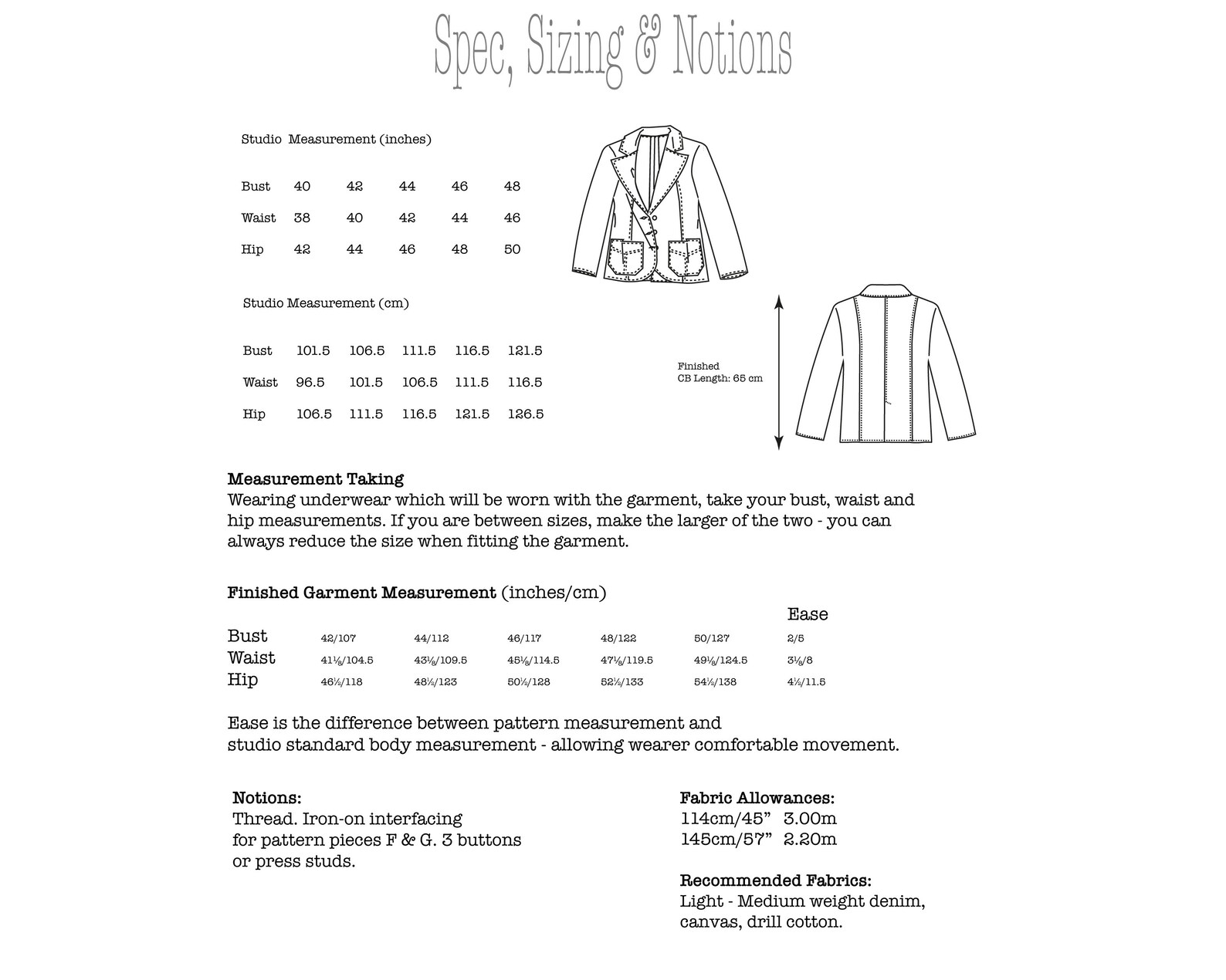 Simple Sew Blazer Pdf Jacket Pattern Sewing Tutorial for Plus Etsy UK