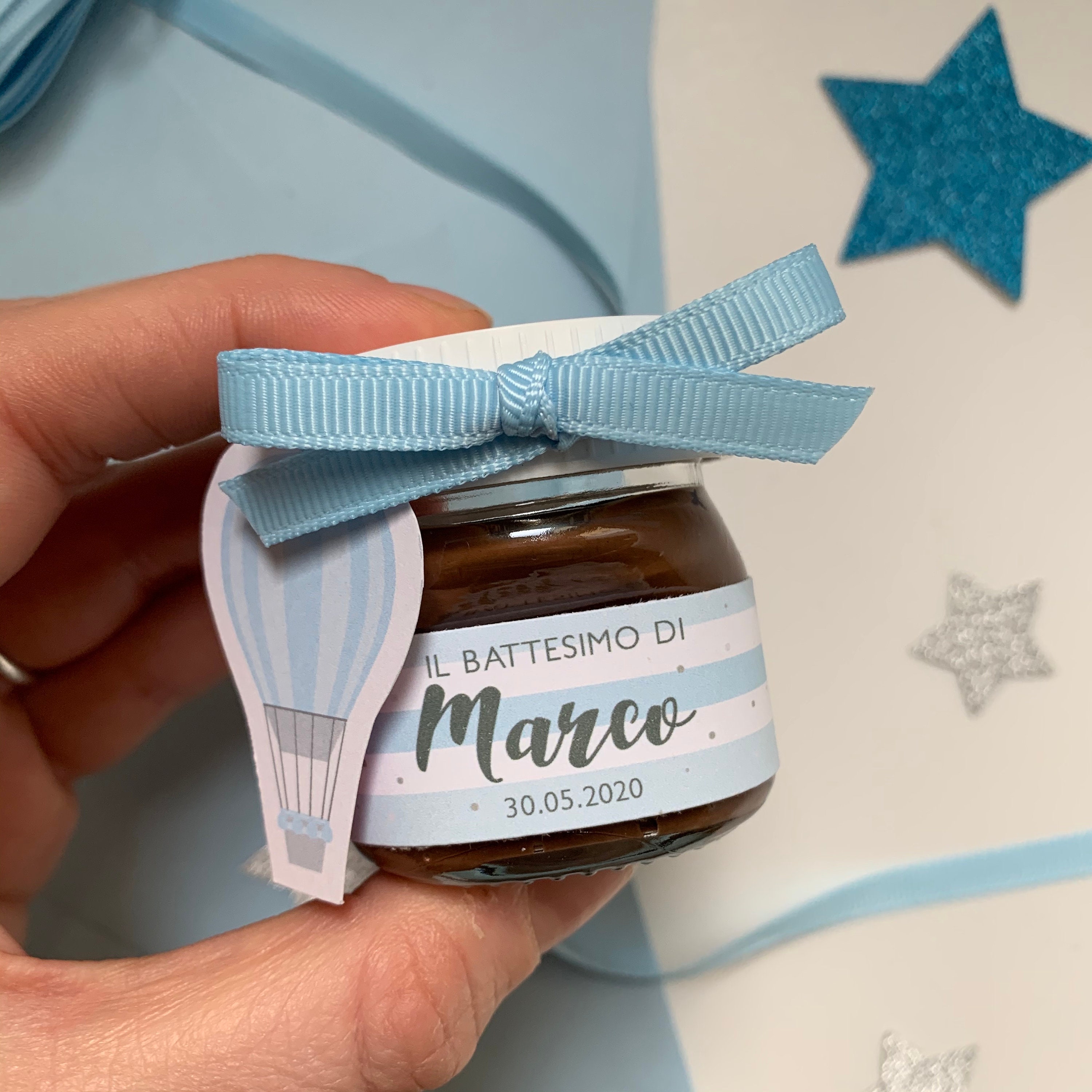 Nutelline personalizzate per il battesimo e primo compleanno del picco