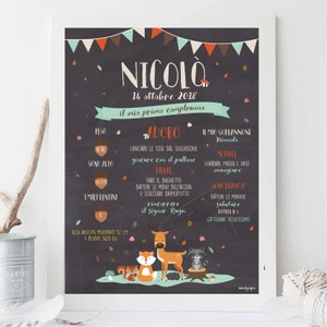 GRAFICA DIGITALE Poster digitale compleanno personalizzato - Idea regalo bimbo - Quadro ricordo nascita - Servizio Stampa su richiesta