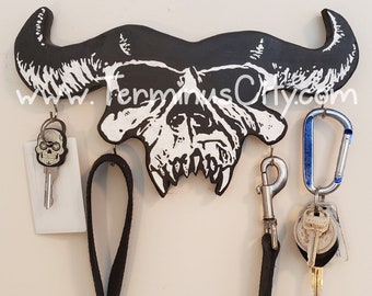 Handmade Cow Skull Danzig Wall Art Hanger Keys Pet Dog Leash Guitar Hats Mugs Skulls Horror Misfits Punk Metal macabre skeleton Halloween