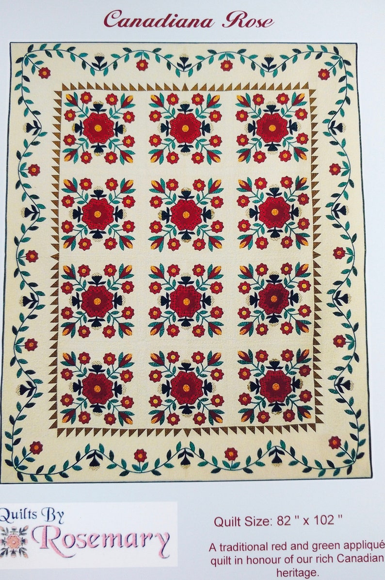 Canadiana Rose Applique Quilt Pattern Digital Download image 2