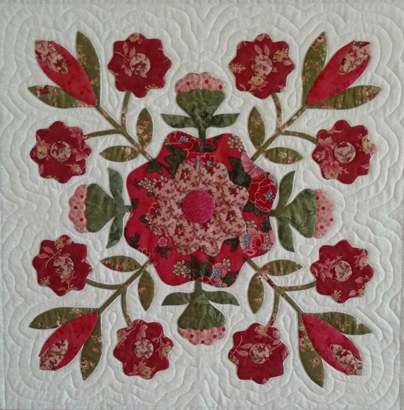 Canadiana Rose Applique Quilt Pattern image 1