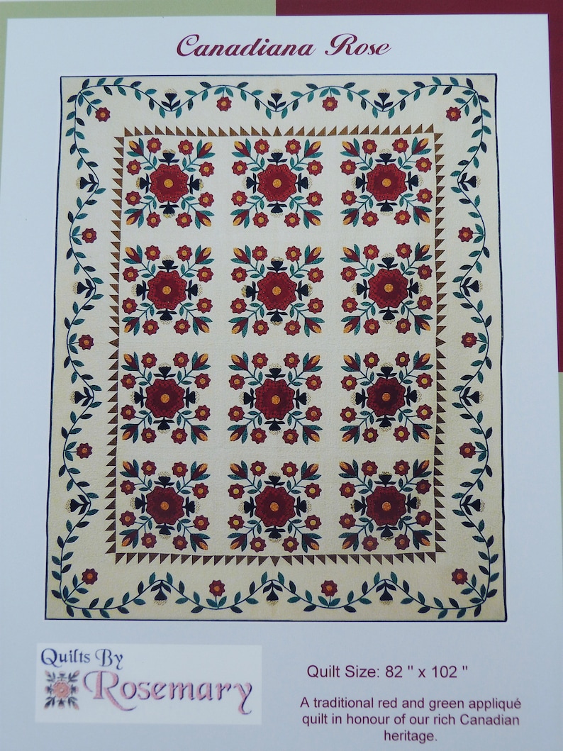 Canadiana Rose Applique Quilt Pattern Digital Download image 3