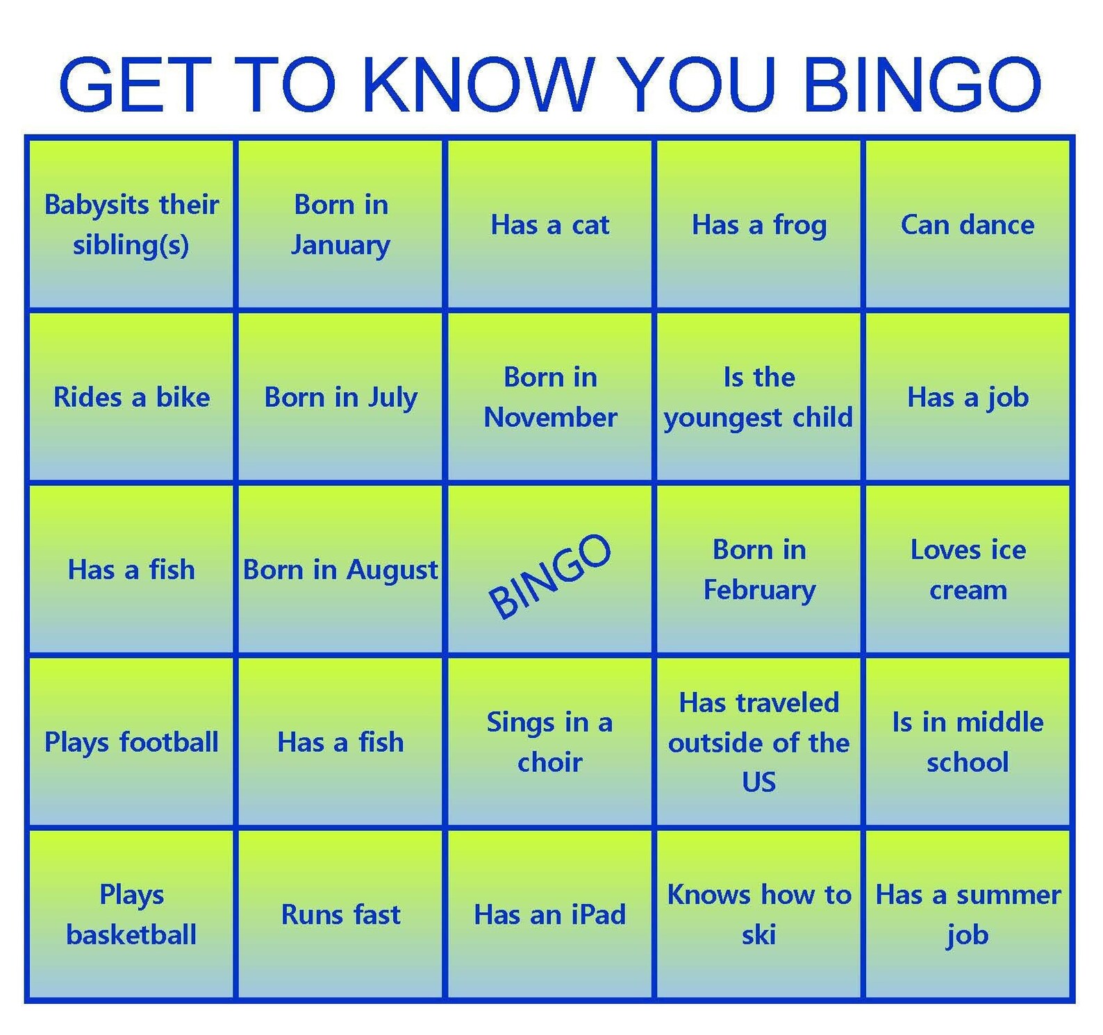 Get to know games. Get to know you Bingo. Get to know you Bingo for Kids. Get to know each other Bingo. Bingo activities.