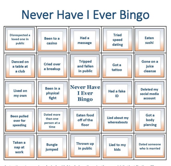 Never Have I Ever Bingo Cards Mix Mingle Style Bingo Etsy