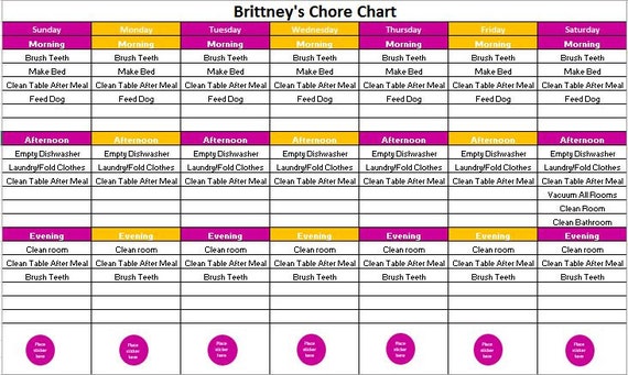 Customizable Chore Chart