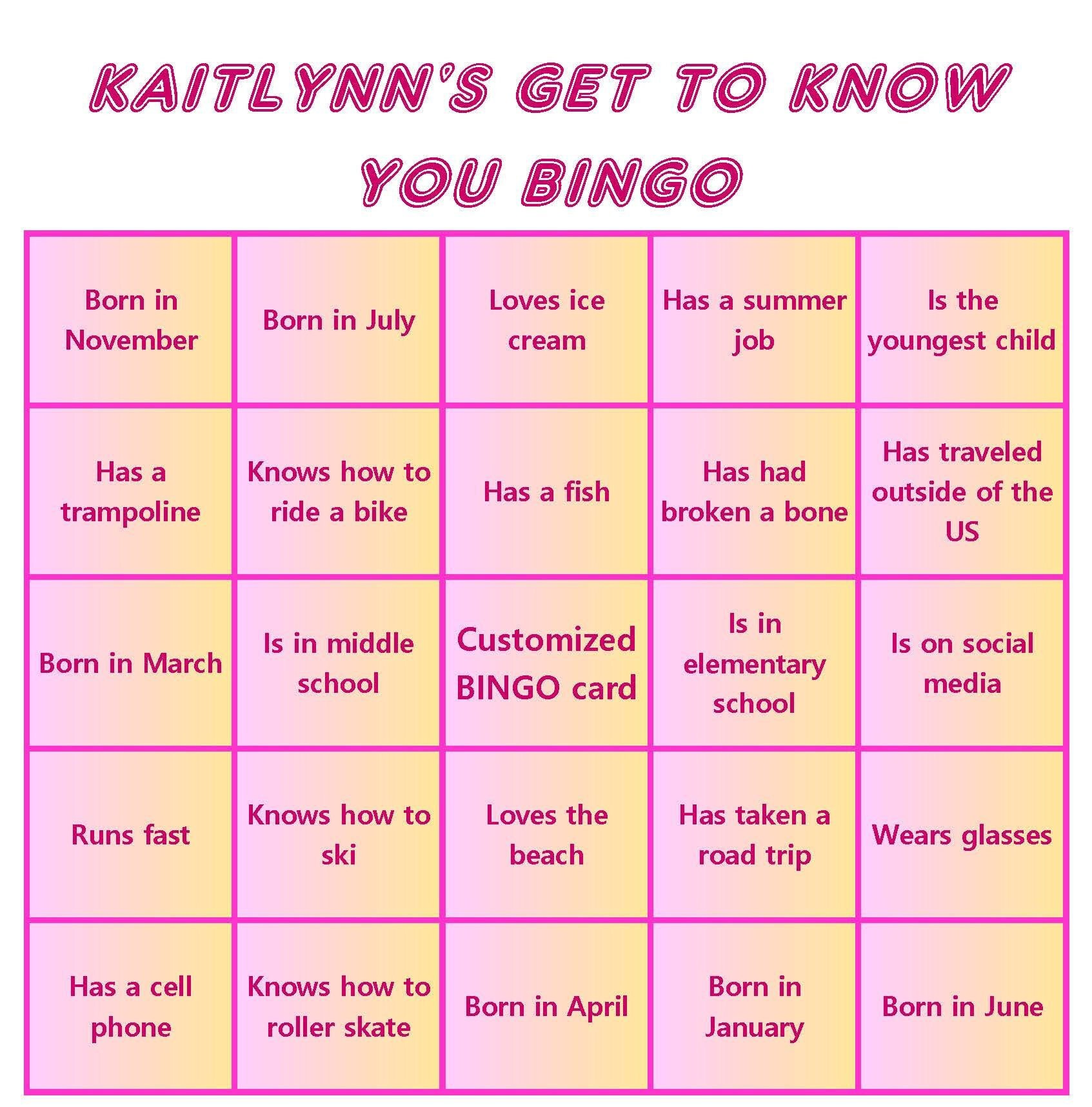 Kid s Get To Know You Bingo Cards Mix Mingle Style Etsy