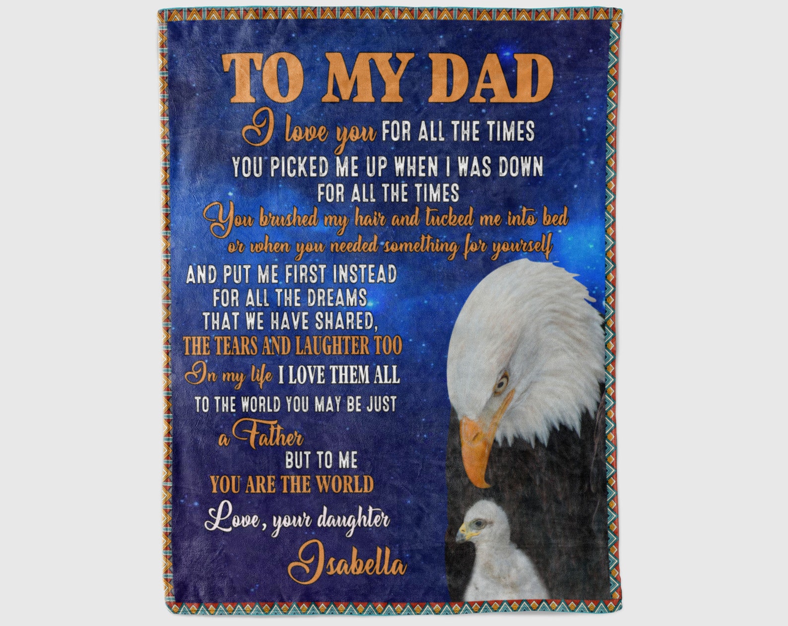 Personalized To My Dad Blanket Eagle Blanket Father Daughter Etsy