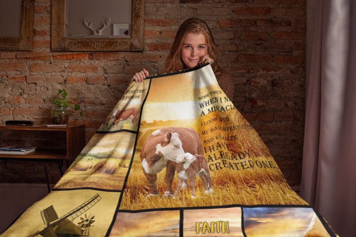 Hereford Cow Blanket Farmer Blanket Christian Farm Faith Etsy