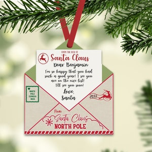 Carta de Santa Navidad Adorno de Navidad agregar nombre descarga instantánea Diseño digital para sublimación se ajusta pscreation.org letra en blanco