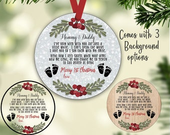 Baby message to parents for First Christmas 3 backgrounds included instant download digital designs for Sublimation round tags ornaments