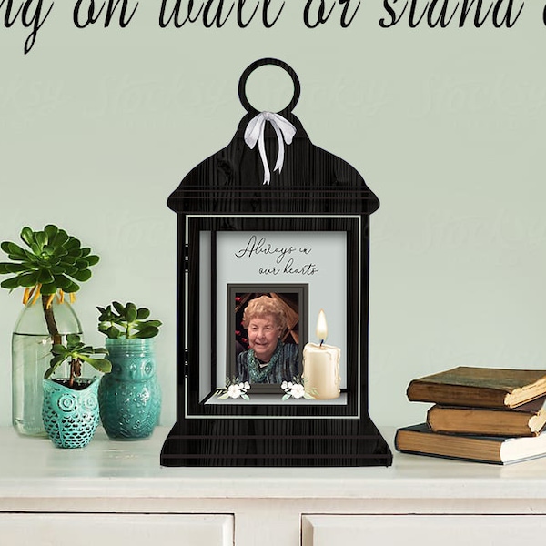 Memorial Lantern and Candle with transparent frame for photo digital design for sublimation. Fits Out of the world designs lantern blank.