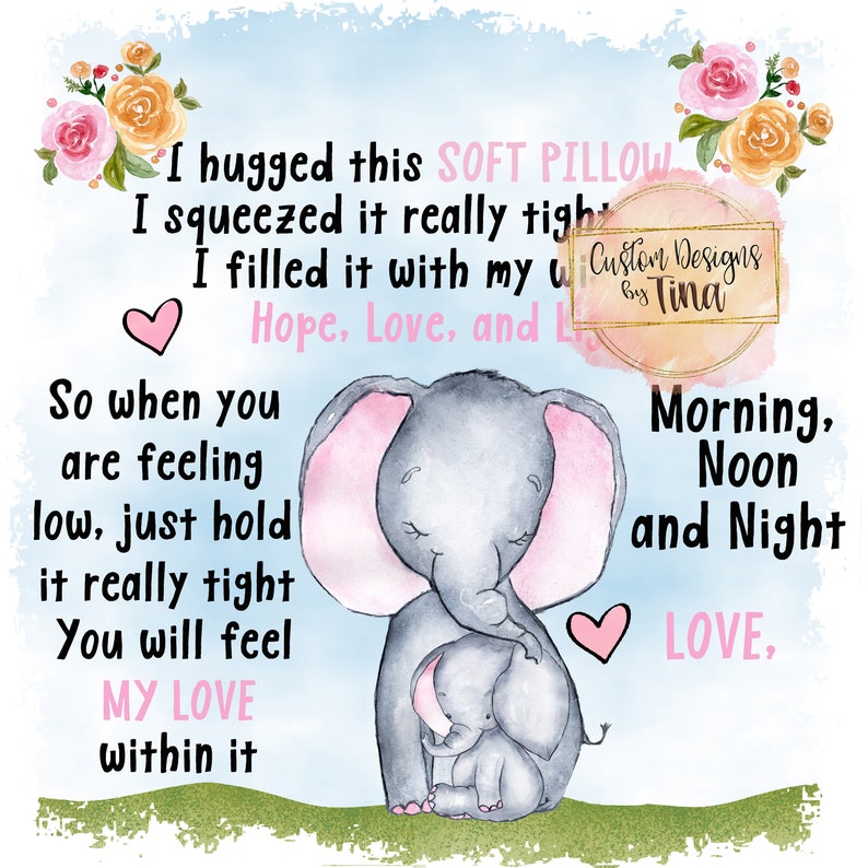 Granddaughter design for pillows, blankets, t-shirts etc. cute adult and baby elephant instant download digital designs for sublimation image 5