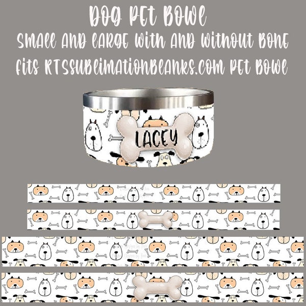 Dog bowl design with place to personalize 4 files - instant download digital design for sublimation dog bowl from RTS Sublimation blanks