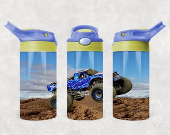 Monster Truck kids flip top cup - instant download digital designs for sublimation for 12 oz. color top kids cup straight or tapered only