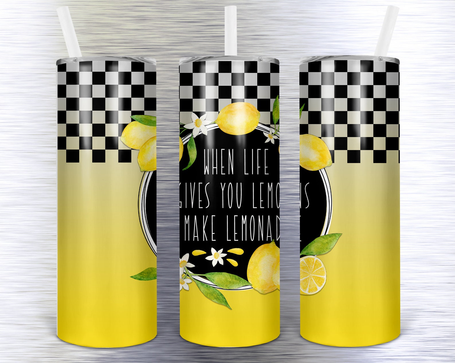 Lemon tumbler with 2 design options room to add name Instant Etsy