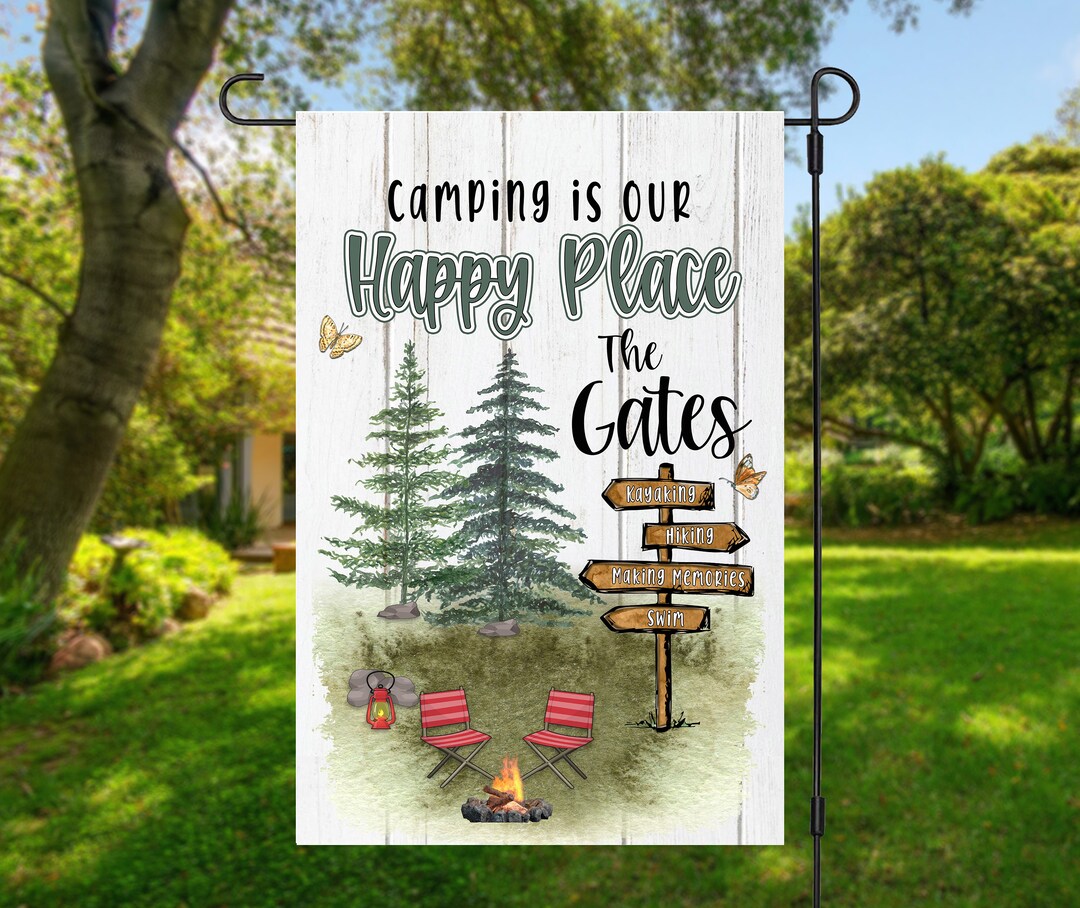 Camping is Our Happy Place Garden Flag Designs With Room to Etsy