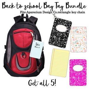 Retour à l'école paquet d'étiquettes de sac 5 dessins de rectangle téléchargement instantané dessins numériques pour sublimation s'adapte www.ApareciumDesignCo.com rectangle