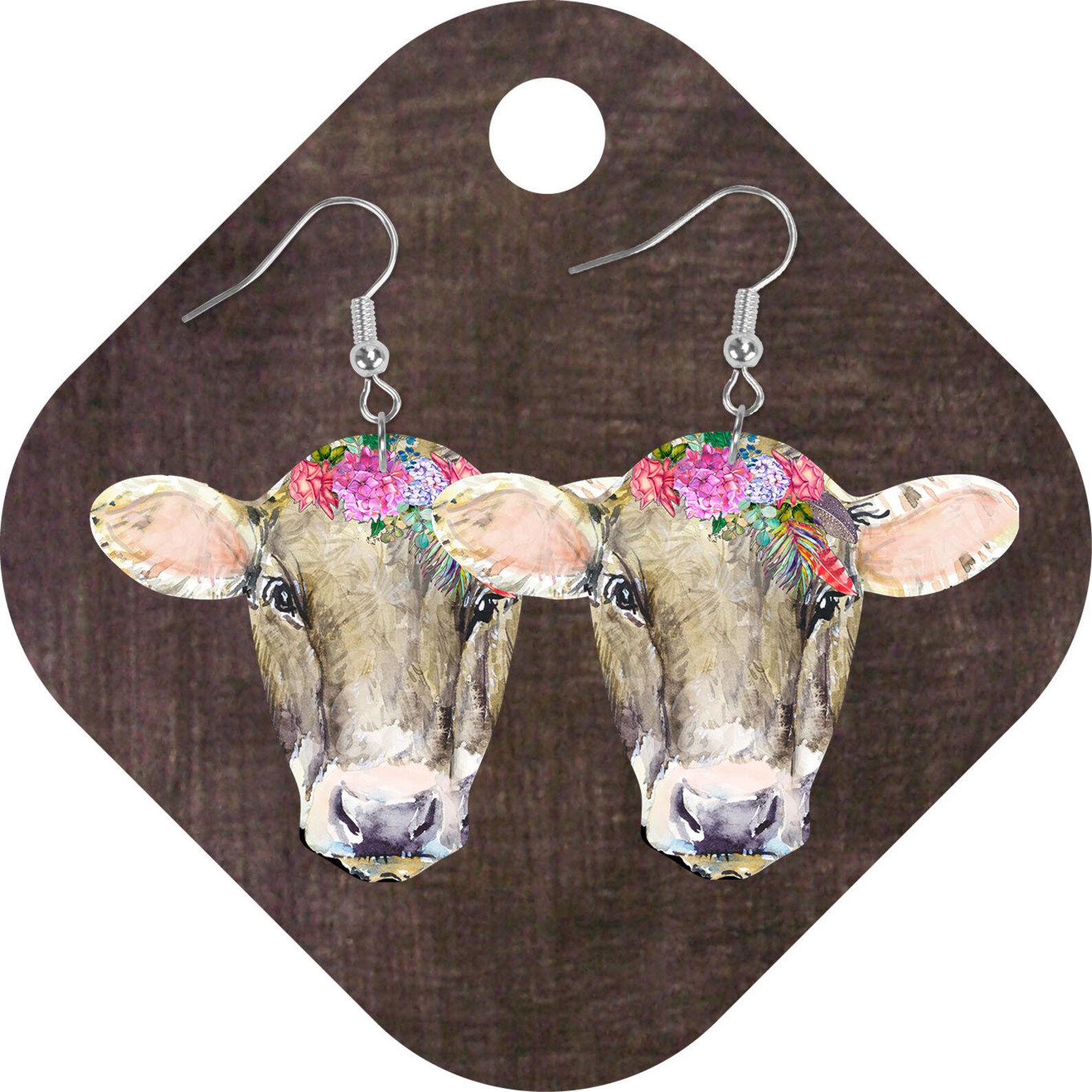 3 design color options for this cute cow head go from earrings | Etsy