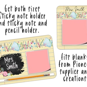 El soporte para notas adhesivas con lápiz, maestro de escuela, tiene ambos diseños, descarga instantánea para sublimación, se adapta a los soportes de notas adhesivas de www.PSCreation.org