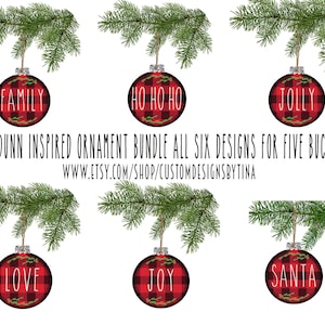 Rae Dunn Inspired Buffalo plaid Ornament Bundle Digital Design Hardboard Sublimation  ornament shape