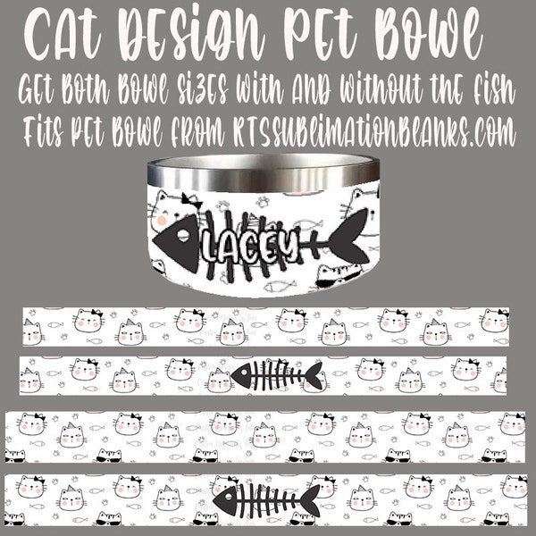 Cat bowl design with place to personalize 4 files - instant download digital design for sublimation dog bowl from RTS Sublimation blanks