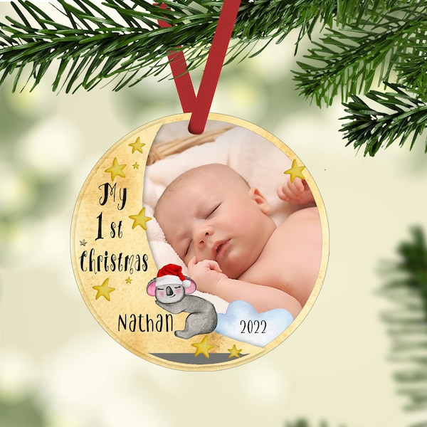 My 1st Christmas photo ornament Baby 1st Christmas photo ornament instant download digital designs for Sublimation round tags ornaments