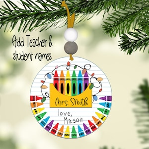 Krijtrand en krijtdoos met kerstverlichting.  Digitale ontwerpen voor sublimatie ronde ornamenten direct downloaden, ideaal voor leraren!