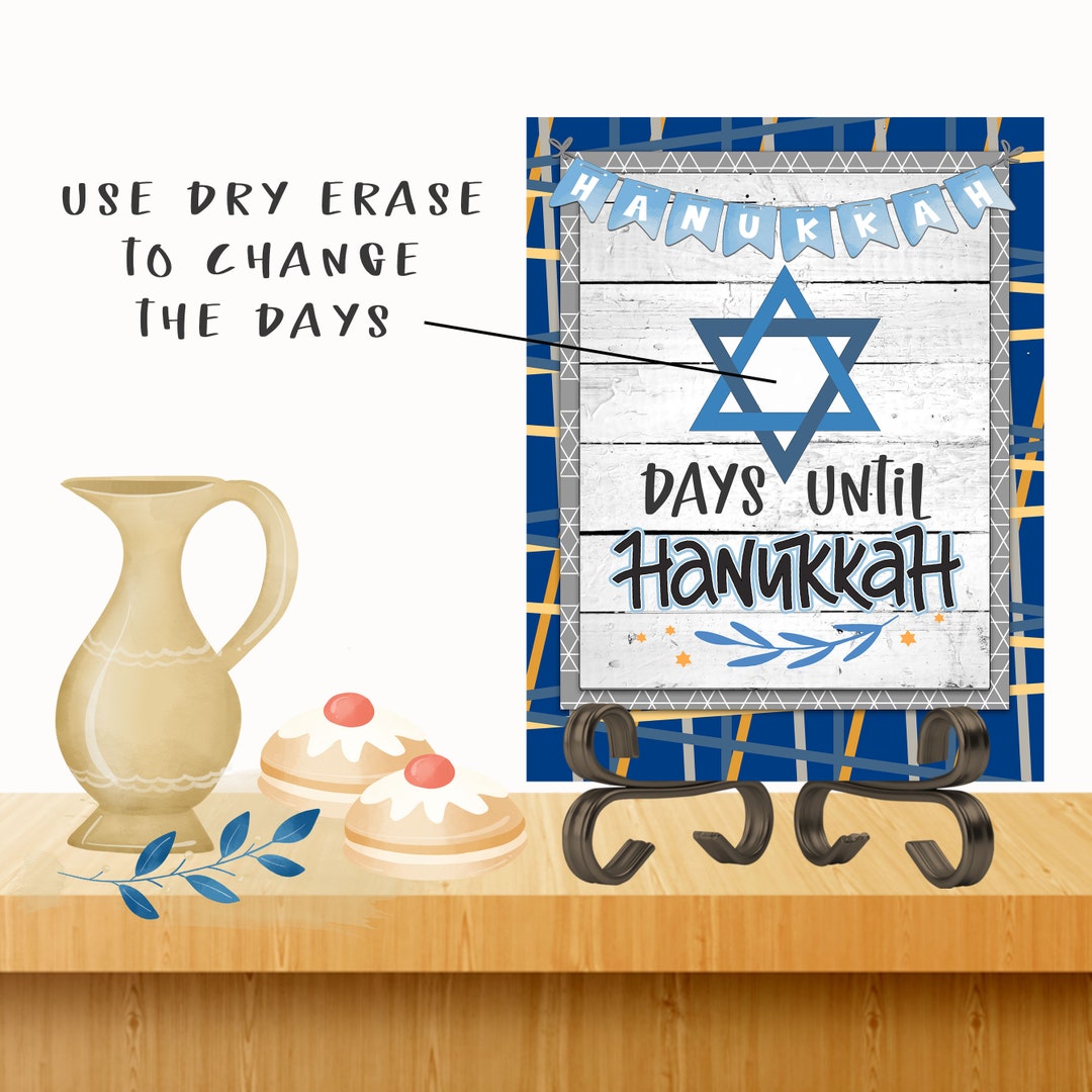 Countdown Days Until Hanukkah Dry Erase Wipe off Board Instant Download