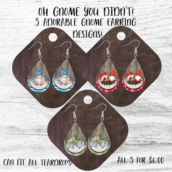 Gnome teardrop boucle d’oreille bundle Digital Design Hardboard Sublimation pour hors du monde design larme boucle d’oreille forme