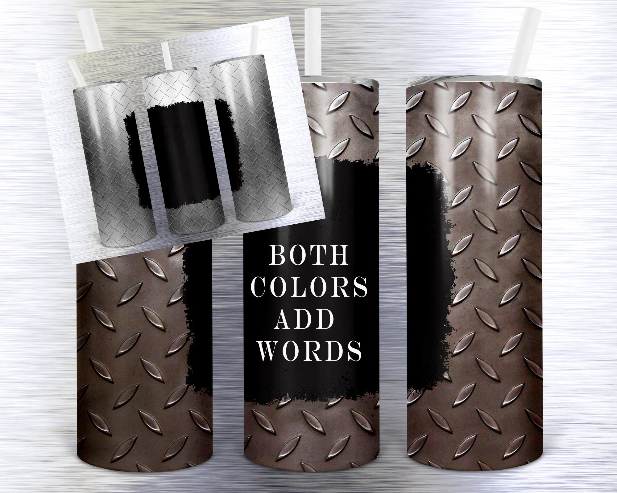 Diamond plate 2 colors tumbler with grunge splash Instant Etsy