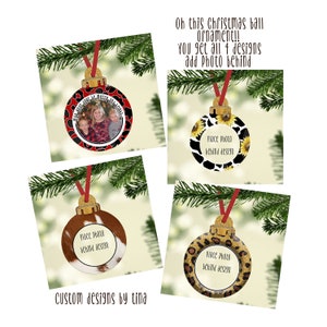 4 Fun designs to add photo for the Christmas Bulb instant download Digital Design for sublimation fits pscreation.org bulb ornament blank