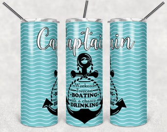 Captain with a chance of drinking boating tumbler digital design instant download for both straight and tapered 20 oz. tumbler