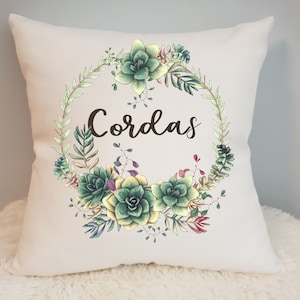 Pretty succulent wreath with place for name or saying for pillows t-shirts, cups and more digital design download for sublimation